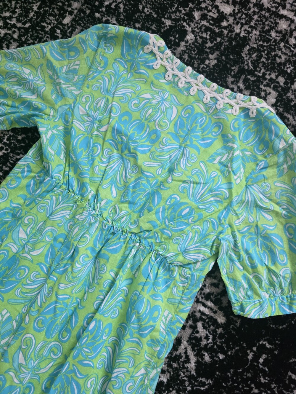 Lilly Pulitzer Krysta Tunic Dress Green Blue Tropical Print Size 10 - Picture 8 of 9